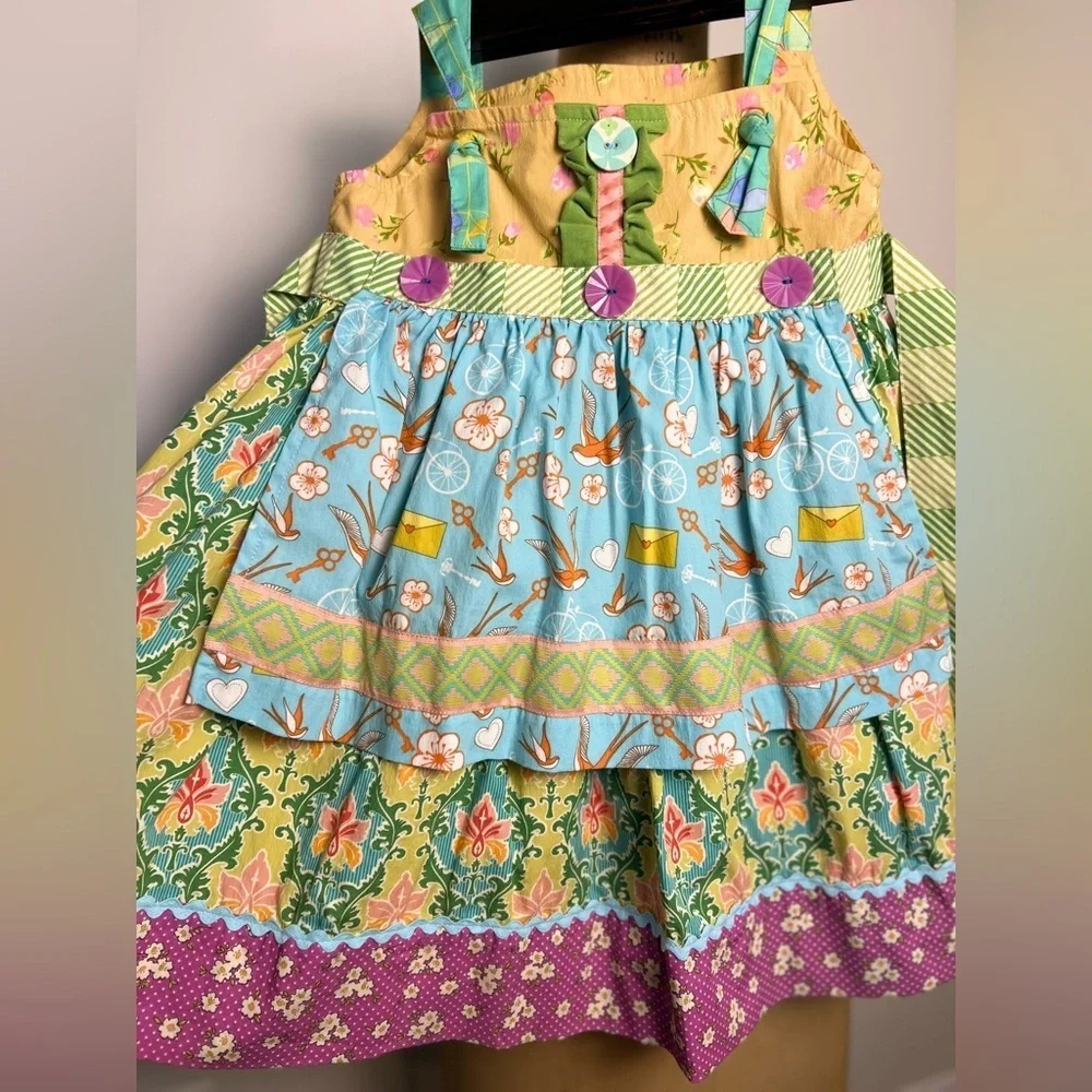 Matilda Jane bicycle and letter apron dress size 4